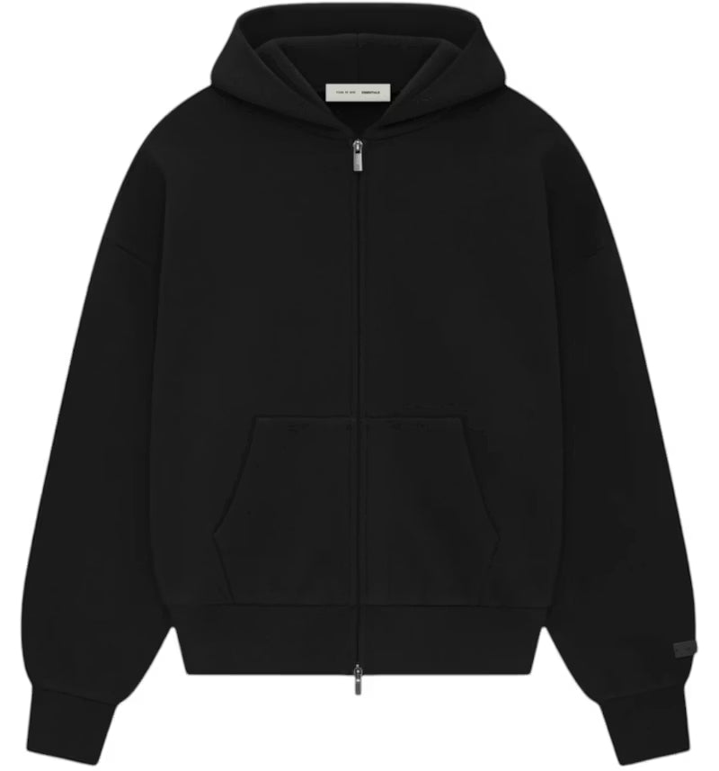 ESSENTIALS ZIP HOODIE "JET BLACK”