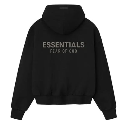ESSENTIALS ZIP HOODIE "JET BLACK”